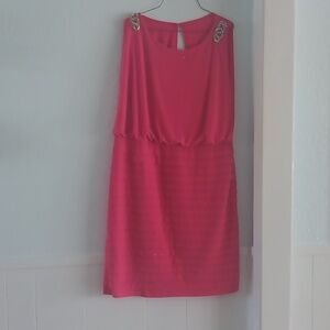 Dressbarn Tiered Dress Sleeveless Beaded Detail Party‎ Cocktail Woman Size 14 Co